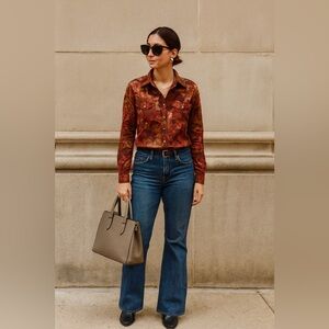 💜Nine West Vintage American Jeans Blouse